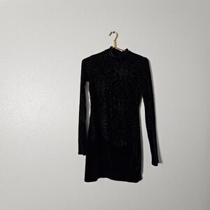 Free People.Elegant Black Velvet Dress Mini Sz S